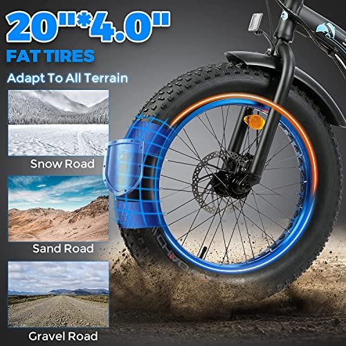 ECOTRIC 20″ Powerful Electric Bike for Adults 500W 36V Folding Fat Tire Bicycle 12.5AH Lithium Battery Ebike Rear Motor Alloy Frame Shimano 7 Speed Gear (Black/White) - Image 3