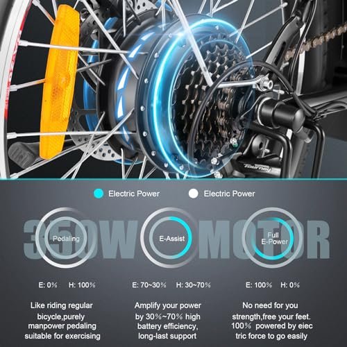 ANCHEER Folding Electric Bicycles, 16-inch Electric Bike with 8Ah Removable Battery, 15-30 Miles Range Power-Assist City Ebikes for Adults - Image 4