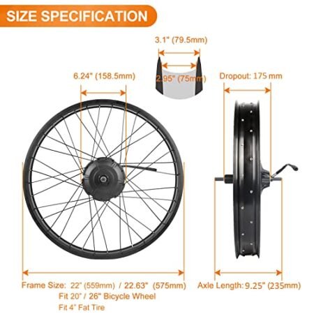 BAFANG 48V 750W Rear Hub Motor : 26 20 Inch Fat Tire Electric Bike Conversion Kit with Battery (Optional) for Rear Cassette Wheel with LCD Display & PAS