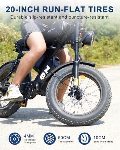 1500W Moped Style Ebike Full Suspension, 20 Inch Fat Tire Electric bike, Max 28MPH & 37-150 Miles Electric Motorcycle, 750WH/1500WH Battery, All-Terrain E Bike for Mountains, Snow, Sand, Road - Image 3