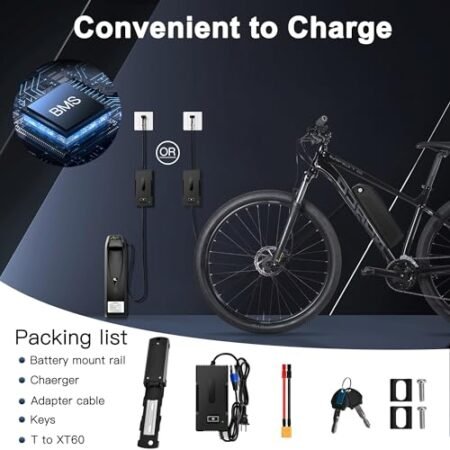 Ebike Battery Pack Power 48V E Bike Battery 20Ah for 0-1500W Motors Electric Bicycle Lithium-ion Battery for Adult Bicycle Voltage Equalization Chip& Safety Lock – W/Charger