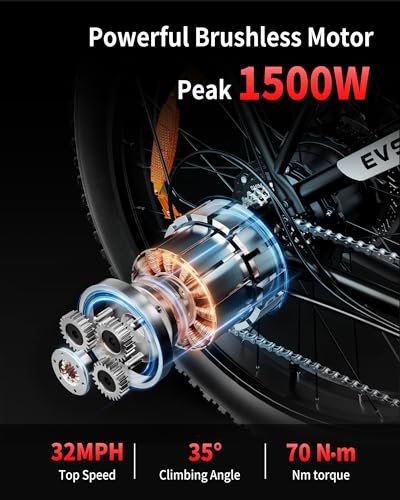 EV900X/EV900S Peak 1500W Ebike,52V/48V 20Ah Removable Battery,26″ Fat Tire,70Miles&32MPH/28MPH,Electric Bike for Adults,7 Speed Gears,Dual Shock Absorber,Adults Electric Bicycle - Image 6