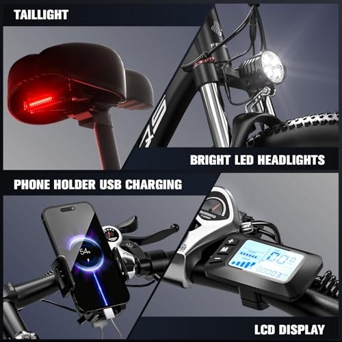 Electric Bike for Adults with 1000W Peak Motor 27.5″ Electric Bicycles 48V15AH Removable Battery Ebike,32MPH Mountain Bike 21 Speed Ebikes,Front Suspension Electric Bikes - Image 6