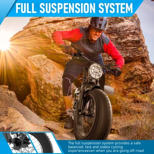 Electric Bike 000w Electric Bicycle 20 * 4.0 inch Fat Tire Ebike, Ebike for Adults Electric Bike 20MPH Adult Electric Bicycle Lockable Suspension Fork, Beach Snow E-Bike 7 Speed