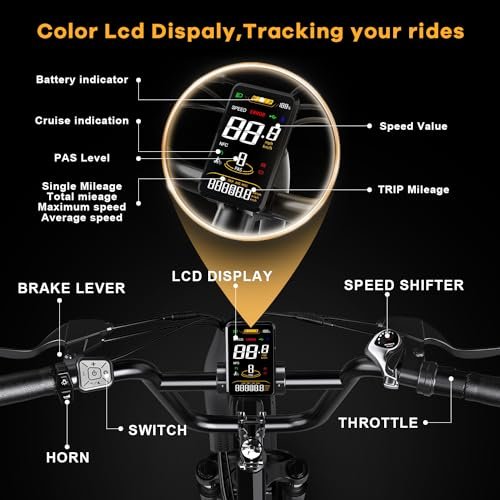 Electric Bike for Adults,1500W Motor Peak 48V 18AH Removable Battery,30MPH Ebike, 20″ x 4.0 Fat Tire Electric Bike Commuter Beach Snow Bicycle,7-Speed,Dual Shock Absorber - Image 4