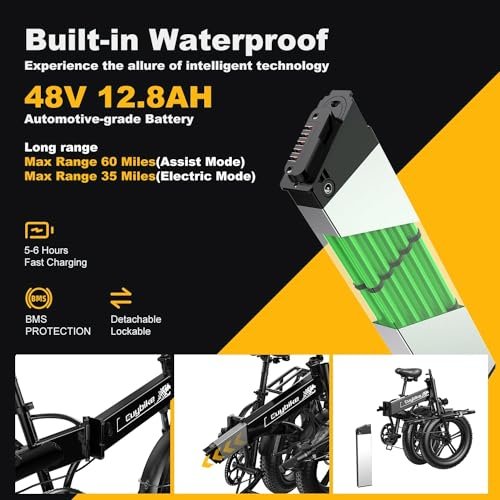 Folding Electric Bike for Adults, 750W Motor(1000W Peak),30MPH, 60Mile,48V 12.8AH/15AH/20AH Battery,20″ Fat Tire Foldable Electric Bicycle,Commuter Beach Snow E-Bikes,7-Speed…