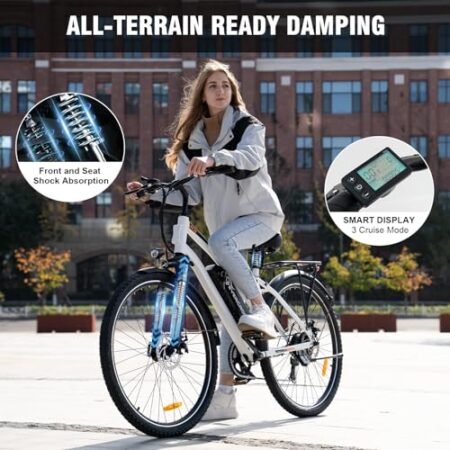 EVERCROSS EK28 28″ Electric Bike for Adults, 500W Electric Mountain Bike with 36V 12AH Battery, 60 Miles Range & 20 MPH Ebike, 7 Speeds Electric Bicycle and Removable Li-ion Battery