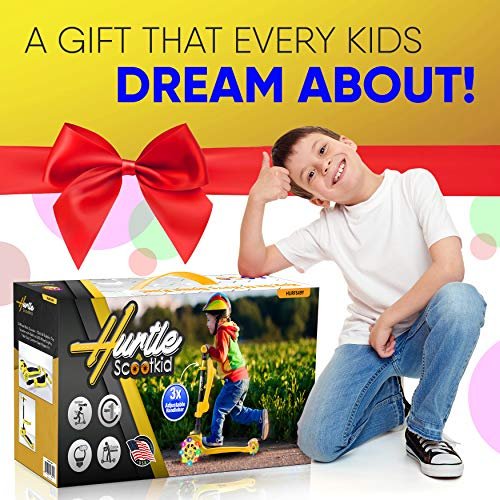 Hurtle 3-Wheeled Scooter for Kids – Wheel LED Lights, Adjustable Lean-to-Steer Handlebar, and Foldable Seat – Sit or Stand Ride with Brake for Boys and Girls Ages 1-14 Years Old