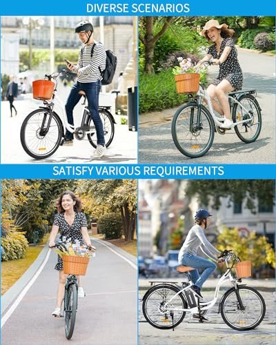 Electric Bike for Adults, 350W(Peak 500W), Up to 45 Miles, Removable Battery, 26″ Commuter Electric Bicycle, Rear Rack, Bike Basket, Certified to UL Standard 2849 - Image 6