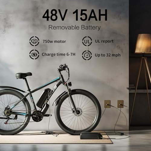 Electric Bike for Adults,750W Brushless Motor,21 Speed Gear,32MPH 55 Miles Ebike,48V15Ah Removable Battery Electric Mountain Bike,Commuting E Bike with Fork Suspension - Image 6