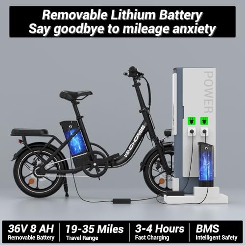 16″ Folding Electric Bike Adults, Peak 630W Adult Electric Bicycles, Up to 25 MPH and 35 Miles Foldable Ebikes, Electric Bike for Teens with 36V 8Ah Removable Battery, Dual Disk Brake - Image 6