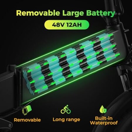 F3 Electric Bike for Adults with 1500W Motor Peak,48V 624Wh Removable Battery Max 74 Miles 28MPH,20″ x 3.0 Fat Tire Folding Electric Bike with 7-Speed and Full Suspension.