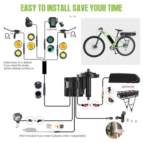 BAFANG 1000W Mid Drive Kit with Battery(Optional) BBSHD BBS03 Ebike Conversion Kit with Display,48V/52V 8Fun Electric Bike Conversion Kit for Moutain Road Bike(500C,Shark Battery 48V20AH) - Image 7