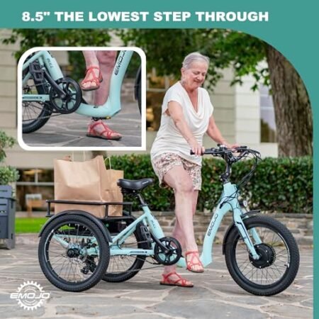 EMOJO Bull Electric Trike Bike for Adults Seniors Step Through Electric Tricycle 500W Long Range 3 Wheel Electric Bike