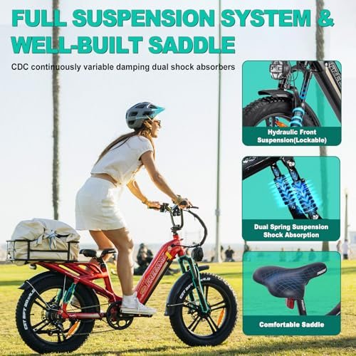 FREESKY Electric Bike for Adults Peak 1200W Motor 48V 20AH Battery with Samsung Cell Step Thru City Ebike up to 32MPH& 90Miles Hydralic Brakes Fat Tires Full Suspension Ebike Upgrade NFC System - Image 2