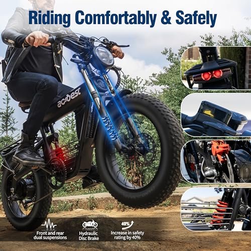 Electric Bike for Adults – 1300W 20″ Fat Tires EBike, 960Wh Removable Battery Bicycle, with Dual Suspension & Hydraulic Brakes Motorcycle, 7-Speed, 32MPH, Pioneer - Image 6