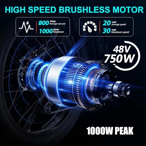 Electric Bike 30MPH Fold Ebike – 48V 20AH 1000W Electric Bicycle Mountain E Bike Motor,70 Miles Long Range 26 * 4 inch Fat Tire e Bike with Dual Suspension