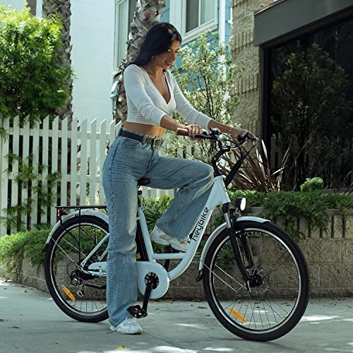 Heybike Cityscape Electric Bike 350W(Peak 500W) Electric City Cruiser Bicycle Up to 40 Miles 23MPH Removable Battery, 7-Speed and Dual Shock Absorber, 26″ Electric Commuter Bike for Adults - Image 4