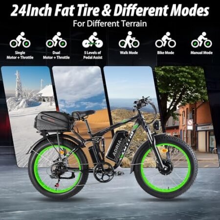 Adria24 Peak 4000W Dual Motor Electric Bike for Adults – 42MPH 52V 30AH Electric Dirt Bike for Off-Road Mountain Beach Snow (US Warehouse)