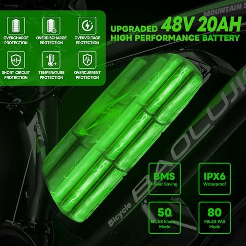 Electric Bike for Adult 2000W Ebike 48V20AHRemovable Battery 26″X4″Fat Tire 35MPH&80Miles Shi-mano 21 Speed Mountain Electric Bicycle with Dual Hydraulic Disc Brakes - Image 5