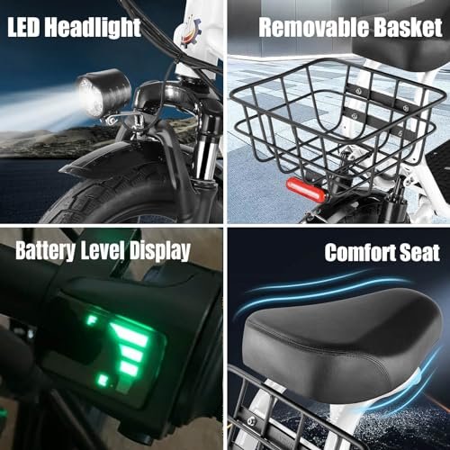 Caroma 1200W Peak Electric Scooters for Adults, 14″ Fat Tire, 500Wh Battery, 30 Miles Range, 20MPH Top Speed, Foldable Electric Scooter with Seat, Dual Shock Absorbing Electric Bike for Commuting