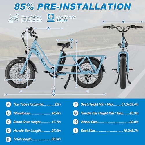 ABORON Electric Bike, 350LBS Loading Aluminum Ebike, 48V Lithium Battery UL Certified, 7-Speed Fat Tire E-Bicycle - Image 6