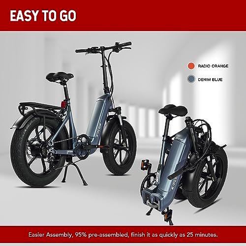E-Flow, 750W Folding Electric Bike Adults, Up to 90Miles Motor Ebike, 48V 20Ah BAFANG Battery, 20’’x4.0 Fat Tire 28MPH Step-Thru Bicycle for City Commuter, Snow, Beach, Mountain etc - Image 4