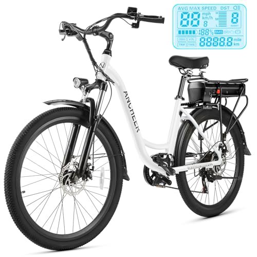 ANCHEER Electric Bike for Adults, 48V 500Wh EBike, UP to 60 Miles, Removable Battery, Fast-Charge, 26″ Commuter Electric Bicycles, 7-Speed, LCD Digital Display, Suspension Fork, Cruise Control, UL2849 - Image 5