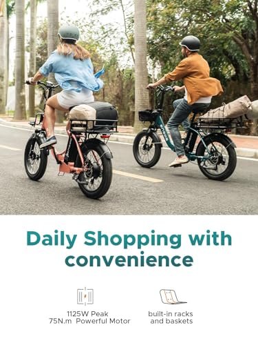 ENGWE L20 2.0 1125W Motor Peak, Upgraded Folding Electric Bike for Adults, 20*3.0″ Fat Tire Step-Thru Ebike, 52V13Ah 68Miles Long Range 28MPH 75N.m Torque Urban Commuter,7-Speed Gear,No Front Basket