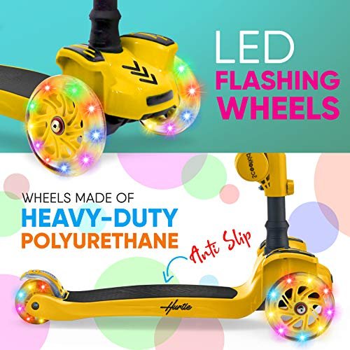 Hurtle 3-Wheeled Scooter for Kids – Wheel LED Lights, Adjustable Lean-to-Steer Handlebar, and Foldable Seat – Sit or Stand Ride with Brake for Boys and Girls Ages 1-14 Years Old - Image 4