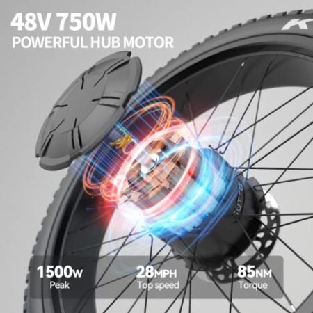 ESKUTE Spark Y Electric Mountain Bike, 1500W Peak Bafang Motor with Max Speed 28Mph, Up to 70Miles Range, 26″x4.8″ Fat Tires Ebike with Full Suspension