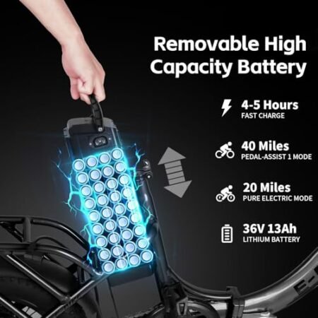 16″ Mini Foldable Electric Bike, Max 40Miles Range & 22Mph & 500W Motor, Small Folding E-Bike with 36V 468Wh Removable Battery, Front Suspension and Commuter Electric Bicycle for Adults
