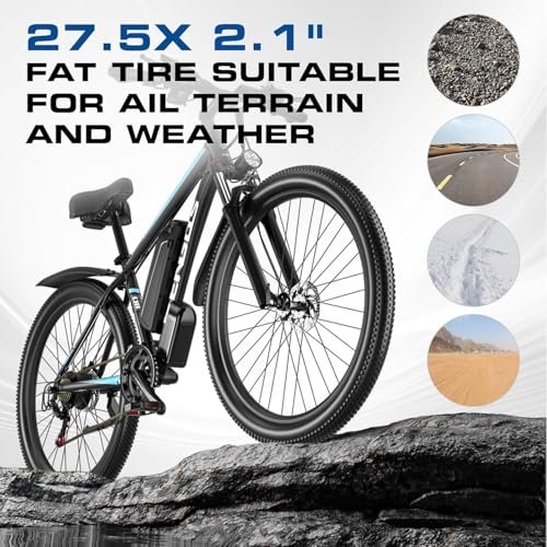 Electric Bike for Adults with 750W Motor, 32mph Max Speed, 48V15Ah Removable Battery Ebike, 27.5″ Electric Mountain Bike with 21 Speed and Front Suspension - Image 3