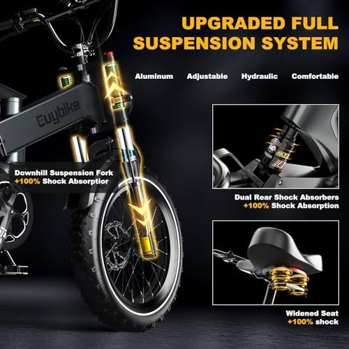 Folding Electric Bike for Adults,1500W Motor(Peak 2000W),35MPH 100Mile,48V 25Ah Battery,20″ x 4.0 Fat Tire Foldable Electric Bicycle,Electric Mountain E-Bike,Hydraulic Disc Brake E-Bike - Image 4
