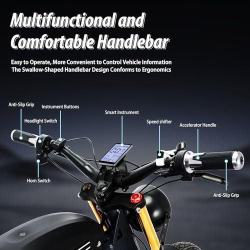 1500W Electric Bike for Adults, 48V 41Ah Dual Battery Moped Style Ebike, 20 * 4.0″ Fat Tire & 31 MPH Max Speed, 7 Speed Gearing 75 Miles All-Terrain E Bike for Mountains, Snow, Sand, Road