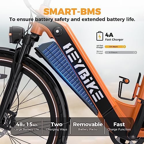 Heybike Cityrun Electric Bike, 1000W Motor Peak City Cruiser Ebike, 48V 15Ah(720Wh) Battery, 60 Miles, Step-Thru Electric Bicycle with APP Control, 3H Fast Charging, Commuter Electric Bike for Adults - Image 4