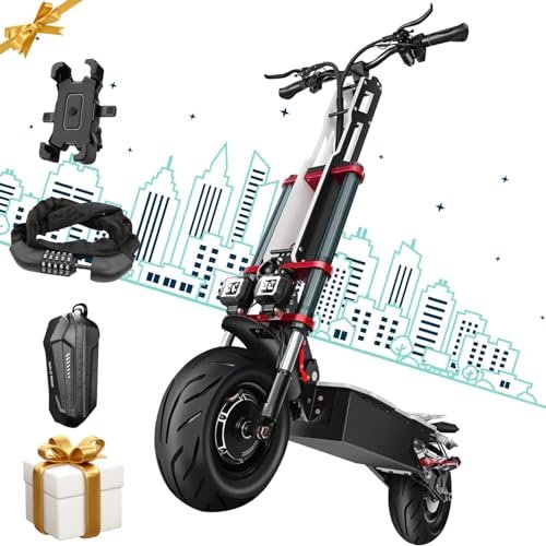 Electric Scooter Adult K8 6000w Dual Motor, Max Speed 50MPH Range 70 Miles, 12 Inch Street Tires Commuter Dual Suspension E-Scooter with Seat and RGB Light - Image 4