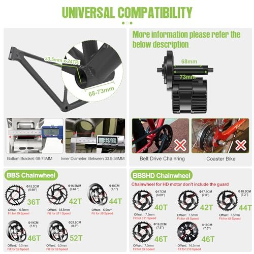 BAFANG 750W Mid Drive Kit with Battery(Optional), BBS02B Mid Drive DIY 8Fun Ebike Conversion Kit with LCD Display&Ebike Battery for 68-73MM Mountain Bike,City Bike,Commuter Ebike and Tricycle - Image 6