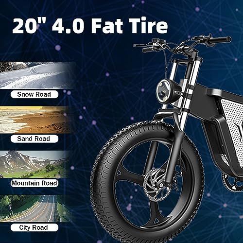 Electric Bicycle for Adult,2000W Motor Electric Bike, 48V 25/30AH Removable Battery, 30MPH, 20″ x 4.0 Fat Tire EBike 7 Speed Electric Mountain Bike - Image 5