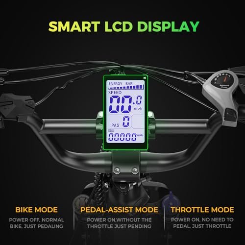 F3 Electric Bike for Adults with 1500W Motor Peak,48V 624Wh Removable Battery Max 74 Miles 28MPH,20″ x 3.0 Fat Tire Folding Electric Bike with 7-Speed and Full Suspension. - Image 7