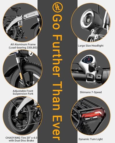 Electric Bike for Adults 1200/1400W Peak, 28/30MPH 60 Miles, 720WH Battery 20” x 4.0 Fat Tire Folding Ebikes for Adults, with APP/Anti-Theft Alarm/NFC/BAFANG Motor/Hydraulic Brakes & UL 2849 - Image 6