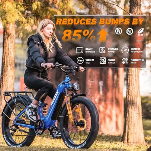 FREESKY Electric Bike for Adults 1600W Power Motor 48V 20 AH Ebike, Step-Thru Ebike up to 35MPH & 90Miles Max Range, 26” Fat Tire Full Suspension Electric Bicycle for Man/Women - Image 4