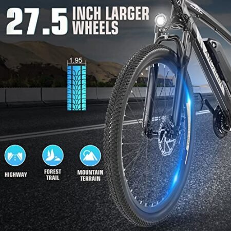 ANCHEER Electric Bike for Adults, Peak 750W Ebike, 3 Hours Fast Charge, 60 Miles Electric Bicycle with 48V/499Wh Battery, 27.5 ”Hummmer Electric Mountain Bike with LCD Display, 21/24 Speed