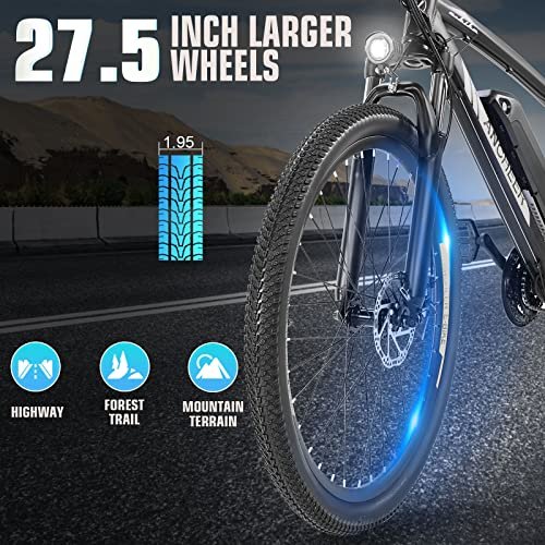 ANCHEER Electric Bike for Adults, Peak 750W Ebike, 3 Hours Fast Charge, 60 Miles Electric Bicycle with 48V/499Wh Battery, 27.5 ”Hummmer Electric Mountain Bike with LCD Display, 21/24 Speed
