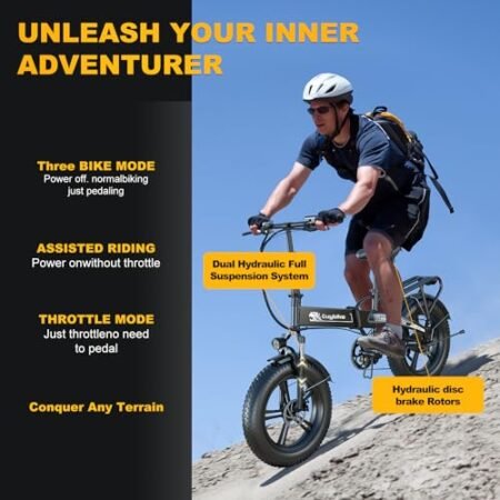 Folding Electric Bike for Adults, 750W Motor(1000W Peak),30MPH, 60Mile,48V 12.8AH/15AH/20AH Battery,20″ Fat Tire Foldable Electric Bicycle,Commuter Beach Snow E-Bikes,7-Speed…