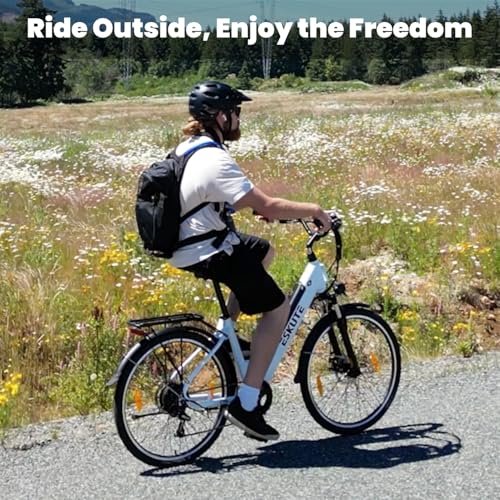 ESKUTE C100 Electric Bike for Adults, 500W Peak Motor, Up to 40Miles Range, 26″ Step-Thru Electric City Bike with 7-Speeds and Front Suspension - Image 5