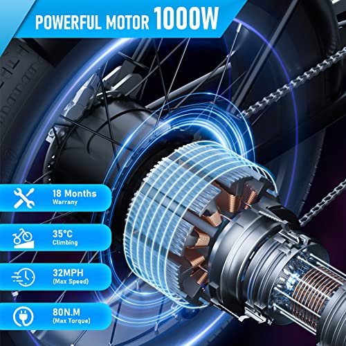 Electric Bike 000w Electric Bicycle 20 * 4.0 inch Fat Tire Ebike, Ebike for Adults Electric Bike 20MPH Adult Electric Bicycle Lockable Suspension Fork, Beach Snow E-Bike 7 Speed - Image 7