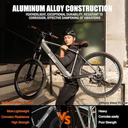 Core Electric Bike for Adults -468Wh Removable Built in Battery, Peak 750W Brushless Motor Mountain Ebike, 26X2.1 Tire Step Over Bicycle with 7 Speed, Max 50 Miles, 2XGrey E Bikes