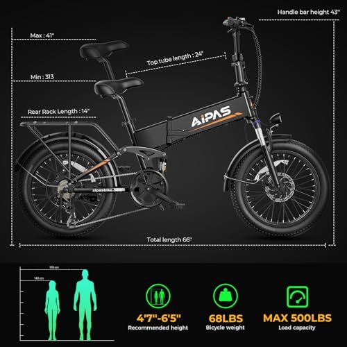 F3 Electric Bike for Adults with 1500W Motor Peak,48V 624Wh Removable Battery Max 74 Miles 28MPH,20″ x 3.0 Fat Tire Folding Electric Bike with 7-Speed and Full Suspension. - Image 3