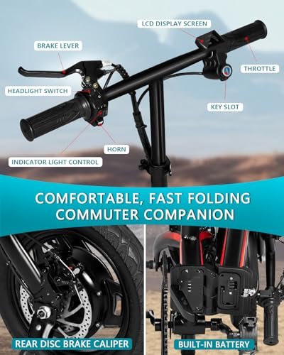 Electric Bike for Adults,Folding Ebike,Electric Bicycle with Removable Battery, 20MPH Commuting Electric Bike, High Brushless Gear Motor - Image 6